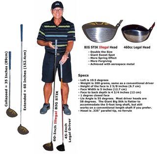 Divnick Golf Big Stik Adjustable driver telescopico, 10.5°, testa illegalmente grande