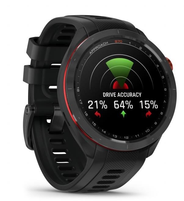 Garmin Approach S70 47mm orologio GPS da golf, lunetta in ceramica nera/cinturino in silicone nero