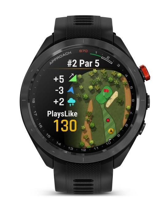 Garmin Approach S70 47mm orologio GPS da golf, lunetta in ceramica nera/cinturino in silicone nero