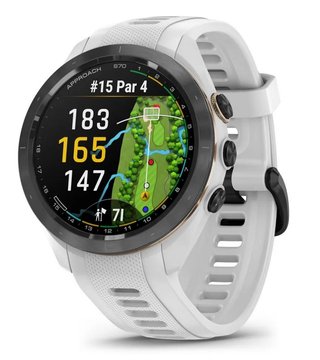 Garmin Approach S70 42 mm GPS orologio, lunetta in ceramica nera/cinturino in silicone bianco