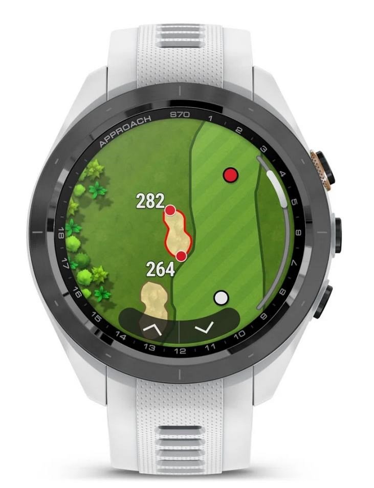 Garmin Approach S70 42 mm GPS orologio, lunetta in ceramica nera/cinturino in silicone bianco