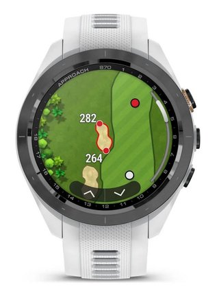 Garmin Approach S70 42 mm GPS orologio, lunetta in ceramica nera/cinturino in silicone bianco