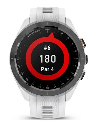 Garmin Approach S70 42 mm GPS orologio, lunetta in ceramica nera/cinturino in silicone bianco