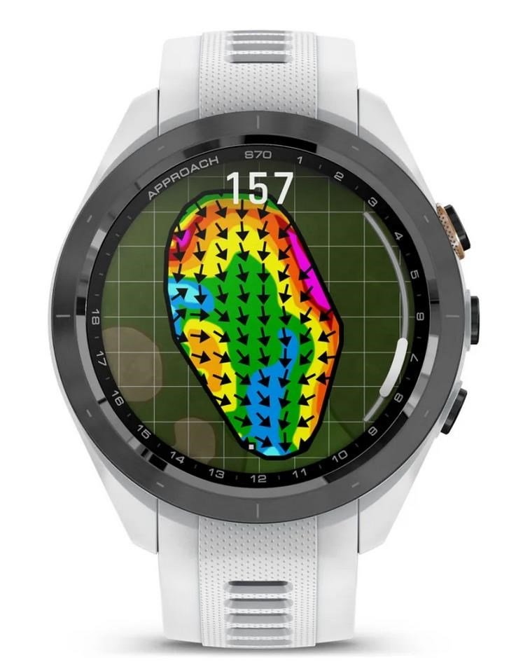 Garmin Approach S70 42 mm GPS orologio, lunetta in ceramica nera/cinturino in silicone bianco