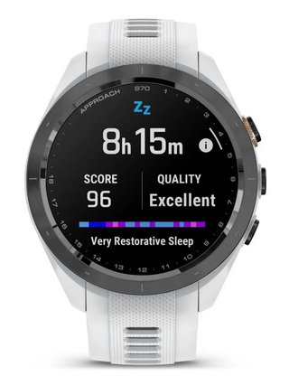 Garmin Approach S70 42 mm GPS orologio, lunetta in ceramica nera/cinturino in silicone bianco