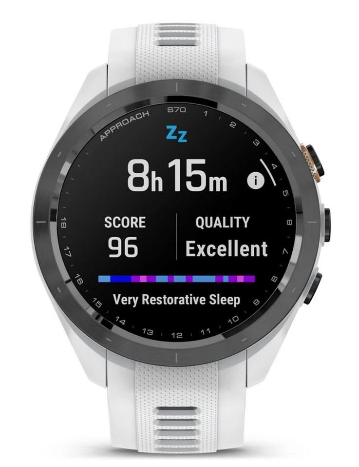 Garmin Approach S70 42 mm GPS orologio, lunetta in ceramica nera/cinturino in silicone bianco