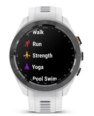 Garmin Approach S70 42 mm GPS orologio, lunetta in ceramica nera/cinturino in silicone bianco