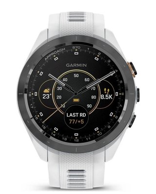 Garmin Approach S70 42 mm GPS orologio, lunetta in ceramica nera/cinturino in silicone bianco