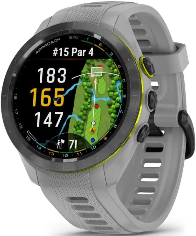 Garmin Approach S70 42 mm orologio GPS da golf, lunetta in ceramica nera/cinturino in silicone grigio polvere