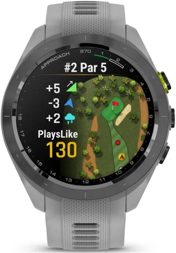 Garmin Approach S70 42 mm orologio GPS da golf, lunetta in ceramica nera/cinturino in silicone grigio polvere