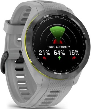 Garmin Approach S70 42 mm orologio GPS da golf, lunetta in ceramica nera/cinturino in silicone grigio polvere