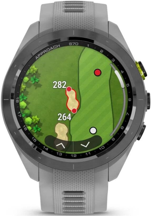 Garmin Approach S70 42 mm orologio GPS da golf, lunetta in ceramica nera/cinturino in silicone grigio polvere
