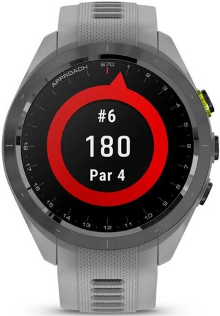 Garmin Approach S70 42 mm orologio GPS da golf, lunetta in ceramica nera/cinturino in silicone grigio polvere