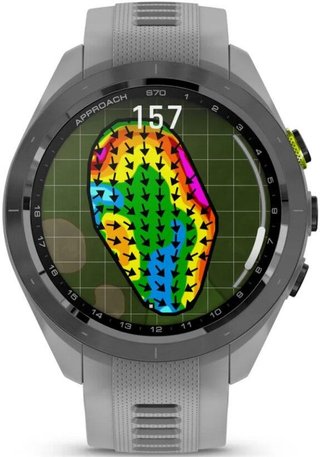 Garmin Approach S70 42 mm orologio GPS da golf, lunetta in ceramica nera/cinturino in silicone grigio polvere