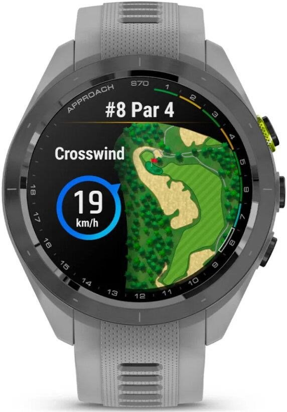 Garmin Approach S70 42 mm orologio GPS da golf, lunetta in ceramica nera/cinturino in silicone grigio polvere