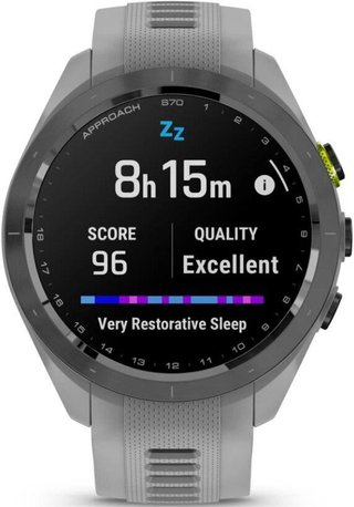 Garmin Approach S70 42 mm orologio GPS da golf, lunetta in ceramica nera/cinturino in silicone grigio polvere