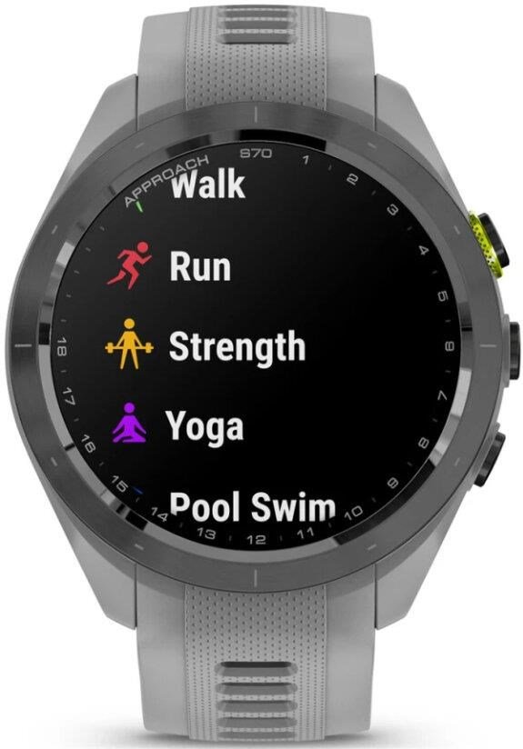 Garmin Approach S70 42 mm orologio GPS da golf, lunetta in ceramica nera/cinturino in silicone grigio polvere