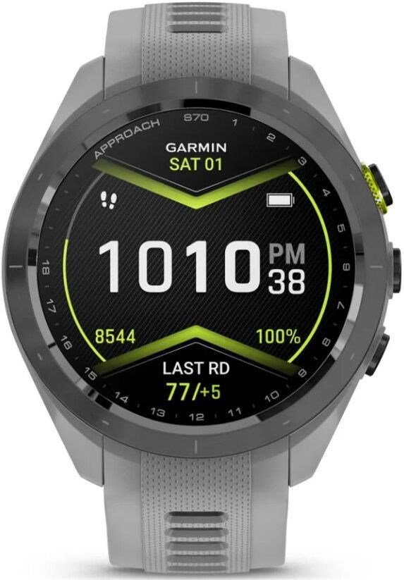 Garmin Approach S70 42 mm orologio GPS da golf, lunetta in ceramica nera/cinturino in silicone grigio polvere