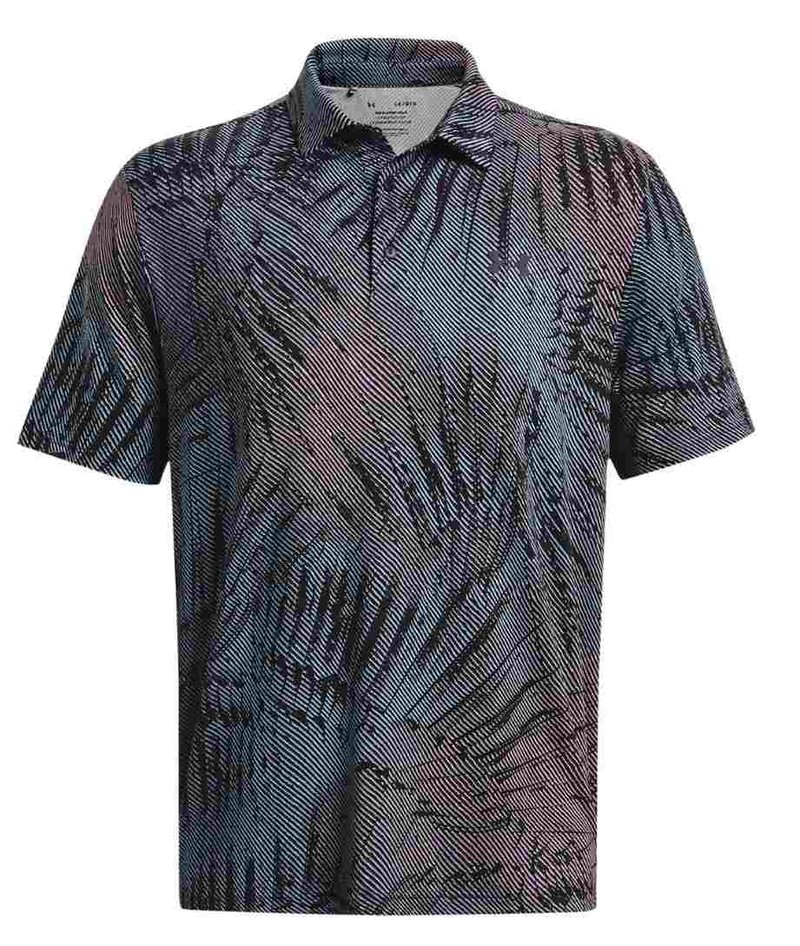 Under Armour Playoff 3.0 Printed polo da uomo, nero/fizz pink
