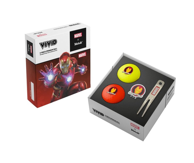 Volvik VIVID MARVEL IRONMAN palline da golf, mix di colori