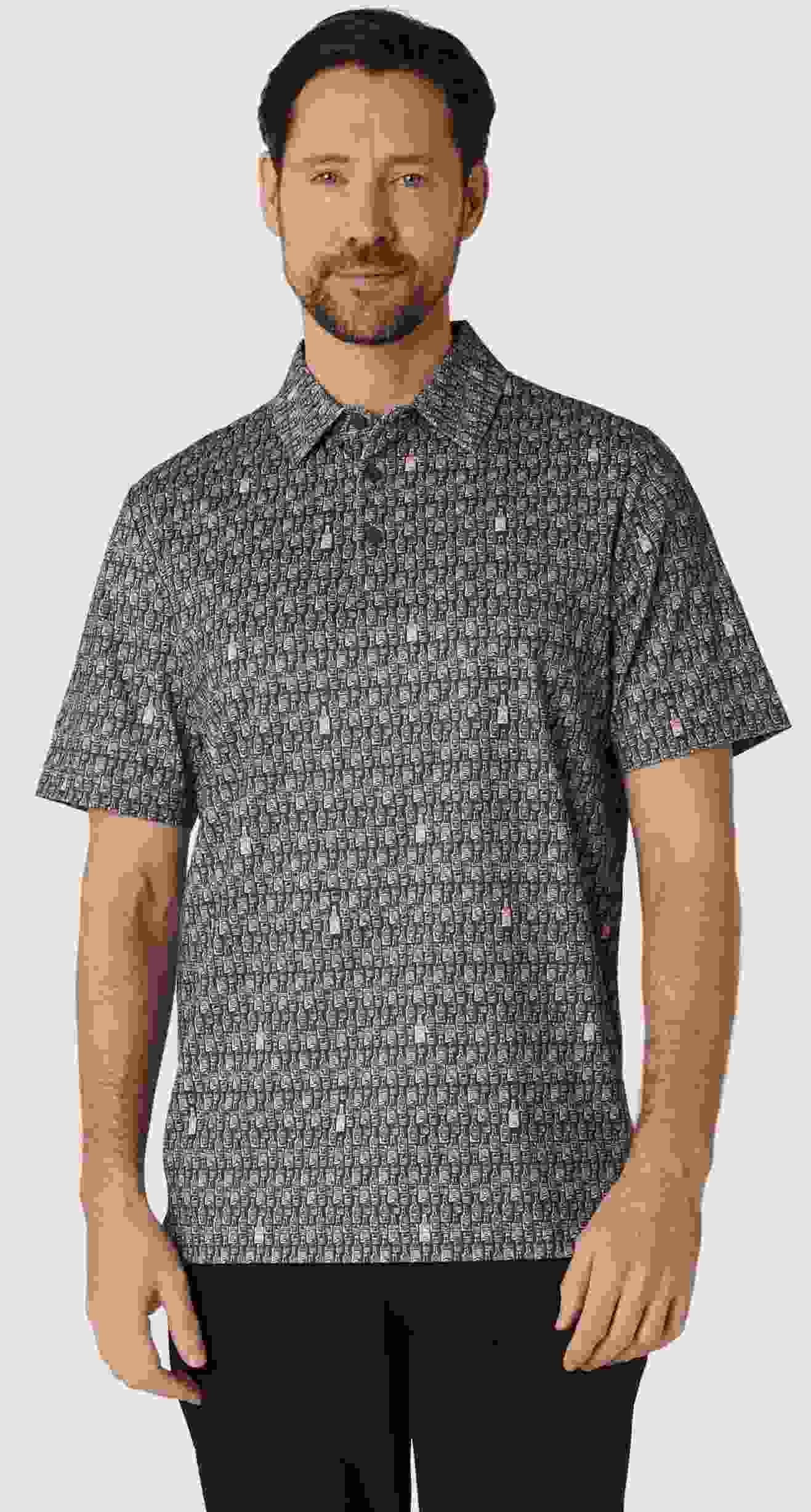 Callaway All-Over Scotch Novelty Print polo da uomo, asphalt