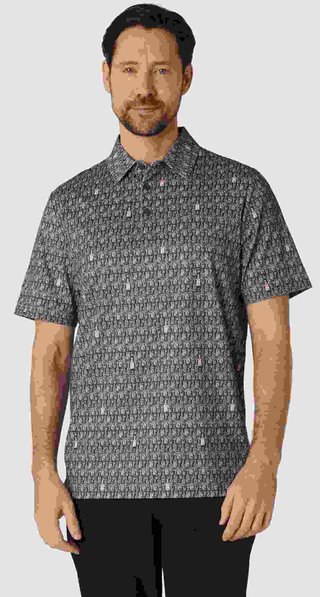 Callaway All-Over Scotch Novelty Print polo da uomo, asphalt