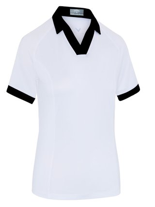 Callaway V-Placket Colorblock polo da donna, brilliant white/caviar