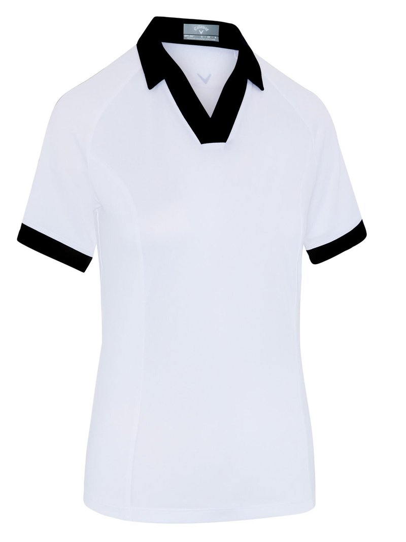 Callaway V-Placket Colorblock polo da donna, brilliant white/caviar