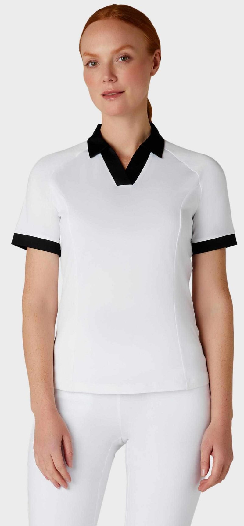Callaway V-Placket Colorblock polo da donna, brilliant white/caviar
