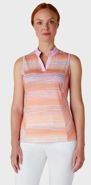 Callaway Striped Sleeveless polo da donna, papaya