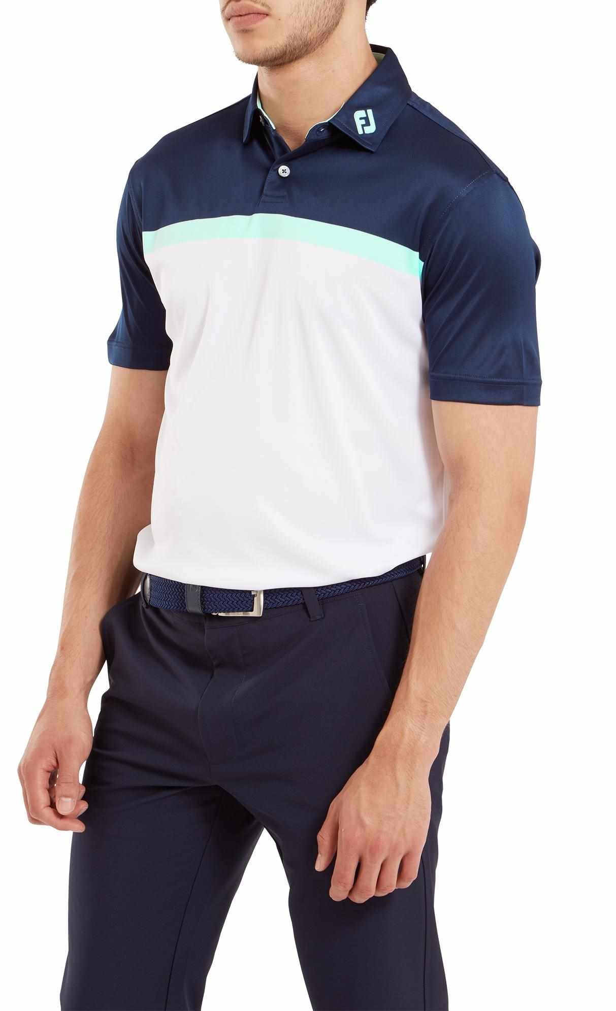 FootJoy Colour Block Lisle polo da uomo, bianco