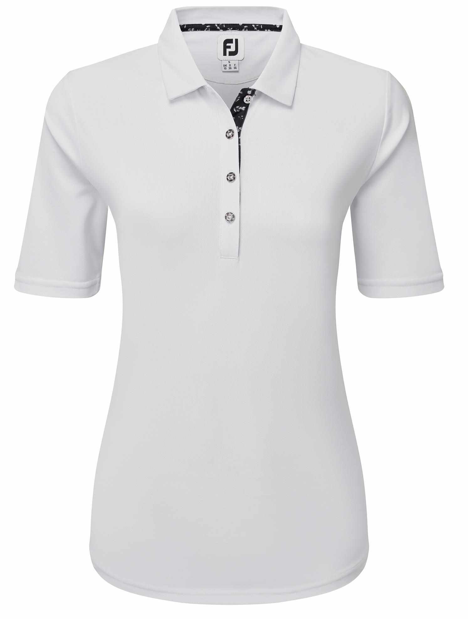 FootJoy Half-Sleeve Pique polo da donna, bianco