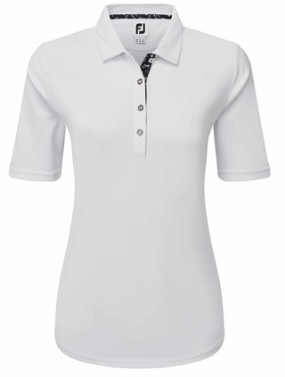 FootJoy Half-Sleeve Pique polo da donna, bianco