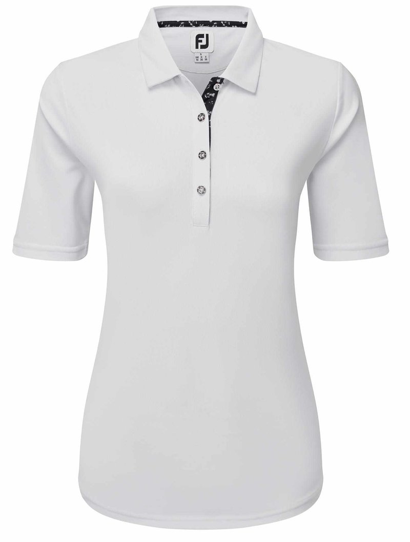 FootJoy Half-Sleeve Pique polo da donna, bianco