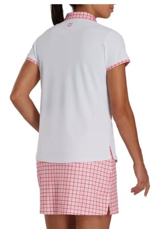 FootJoy Gingham Trim polo da donna, bianco