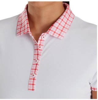 FootJoy Gingham Trim polo da donna, bianco