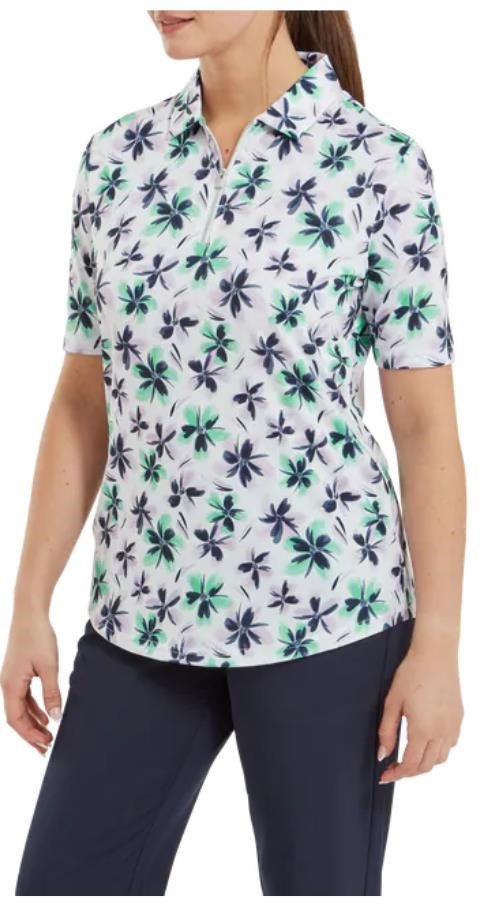 FootJoy EU 1/2 Sleeve Floral Print Lisle polo da donna, lavender/mint/navy
