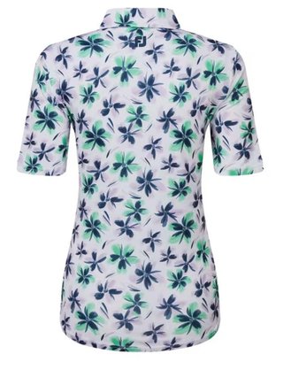 FootJoy EU 1/2 Sleeve Floral Print Lisle polo da donna, lavender/mint/navy