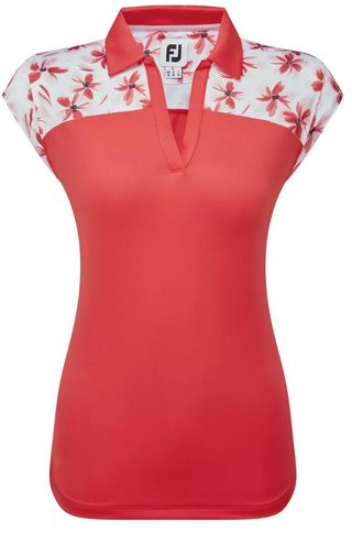 FootJoy Blocked Floral Print Lisle polo da donna, rosso