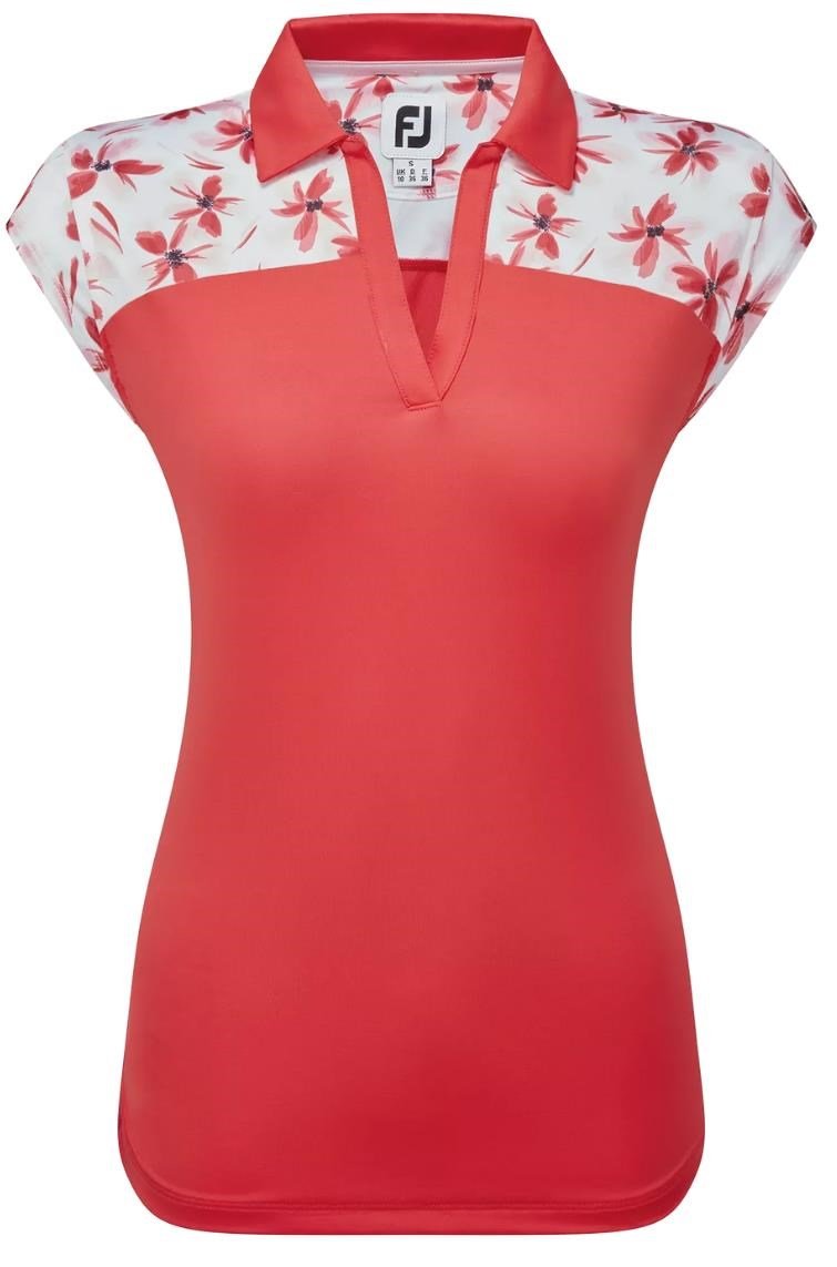 FootJoy Blocked Floral Print Lisle polo da donna, rosso
