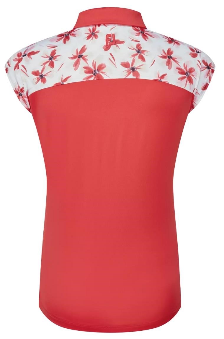 FootJoy Blocked Floral Print Lisle polo da donna, rosso