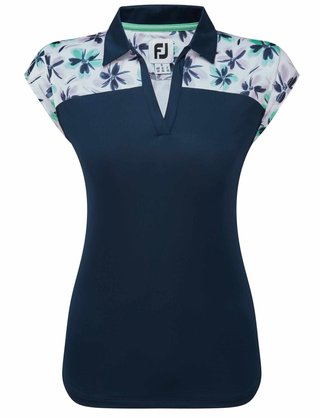 FootJoy Blocked Floral Print Lisle polo da donna, navy