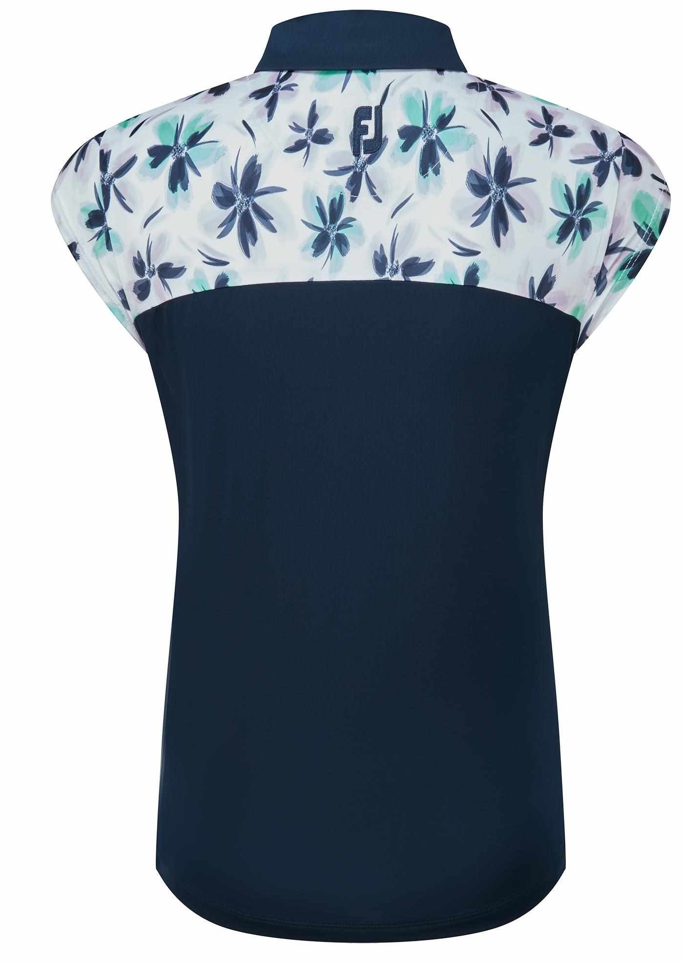 FootJoy Blocked Floral Print Lisle polo da donna, navy