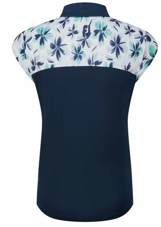 FootJoy Blocked Floral Print Lisle polo da donna, navy