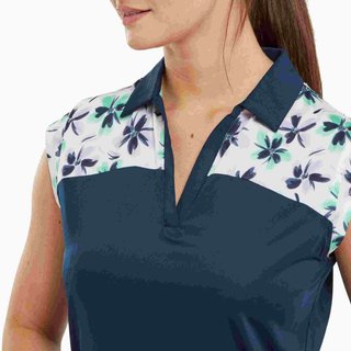 FootJoy Blocked Floral Print Lisle polo da donna, navy
