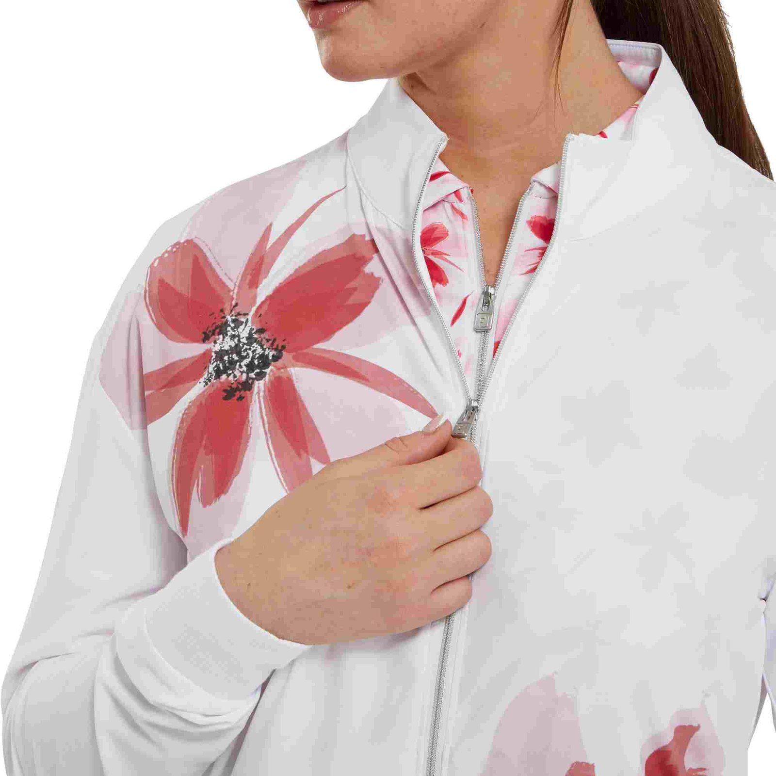 FootJoy Lightweight Full-Zip giacca donna, bianco/rosa