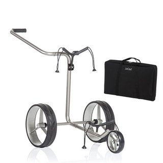 JuCad Junior Stainless Steel carrello manuale a 3 ruote + borsa JTT, argento