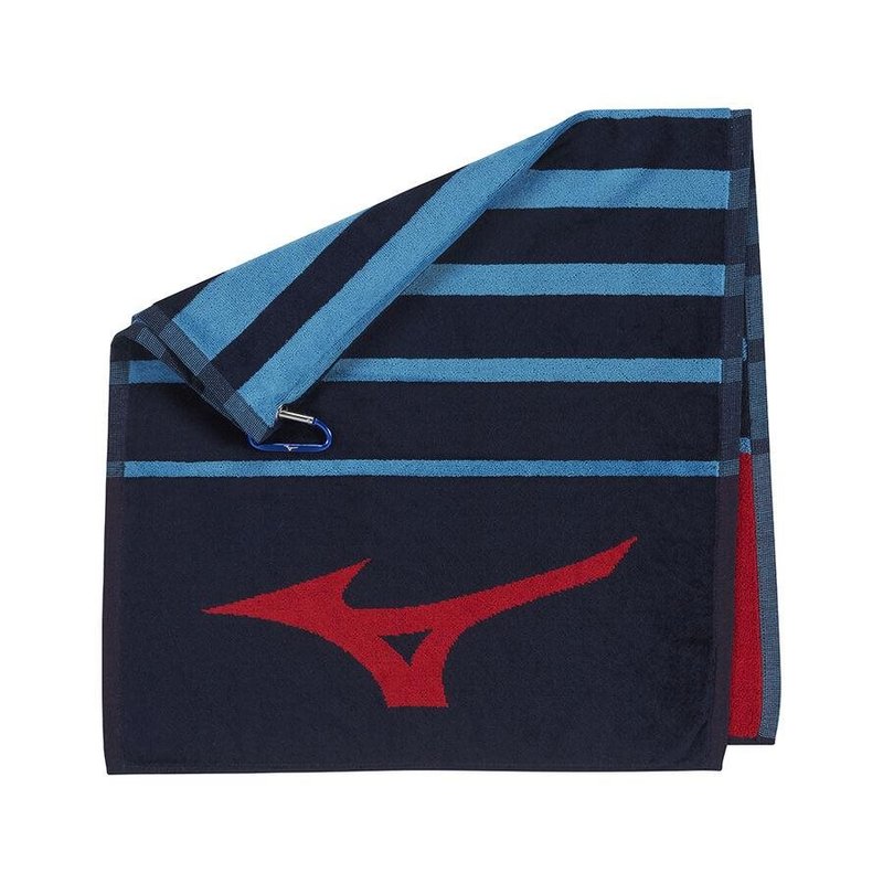 Mizuno RB Tour asciugamano da golf, blu navy/rosso
