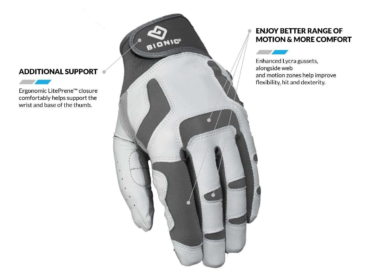 Bionic Relief Grip 2.0 guanto da golf uomo, bianco
