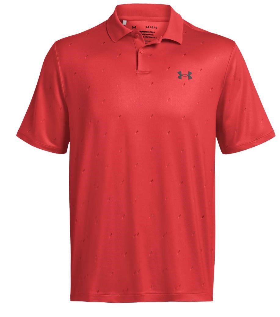 Under Armour Performance 3.0 Printed polo da uomo, red solstice/castlerock
